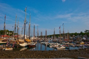 Windjammers At Anchor Low Tide Camden Harbor Labor Day Weekend